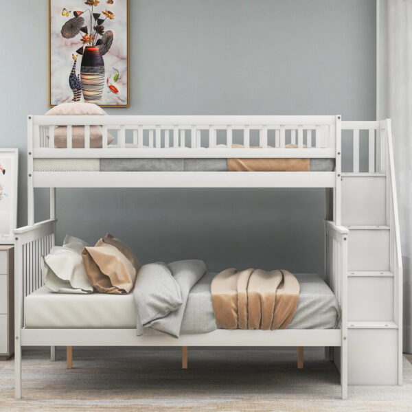 Twin over Full Stairway Bunk Bed with Storage